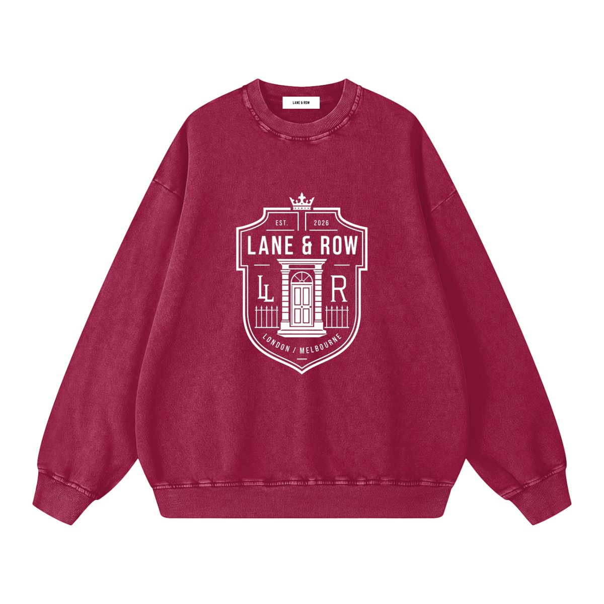 Crest Oversized Vintage Wash Sweatshirt Burgundy